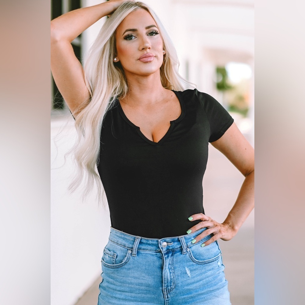 Solar Eclipse Short Sleeve Black Bodysuit